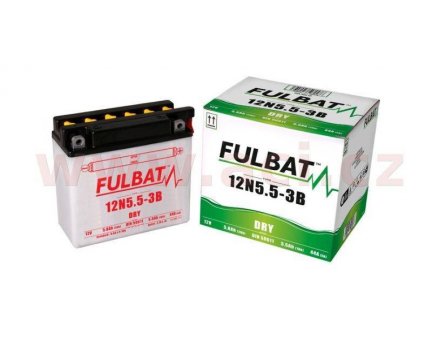 Motobaterie Fulbat 12V, 12N5.5-3B, 5,5Ah, 44A, konvenční 135x60x130, (včetně balení elektrolytu) YAMAHA RD 350 rok 83-85