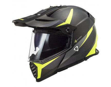 LS2 MX436 PIONEER EVO ROUTER BLACK H-V YELLOW enduro přilba na motorku