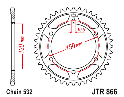 JT JTR866.46 Zadní kolečko (rozeta), 46 zubů, 532 YAMAHA YZF 1000R 96-02