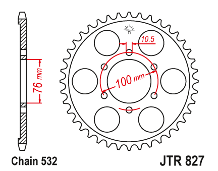 JT JTR827.52 Zadní kolečko (rozeta), 52 zubů, 532