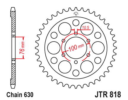 JT JTR818.42 Zadní kolečko (rozeta), 42 zubů, 630 SUZUKI GS 1000/1100, GSX 1100E