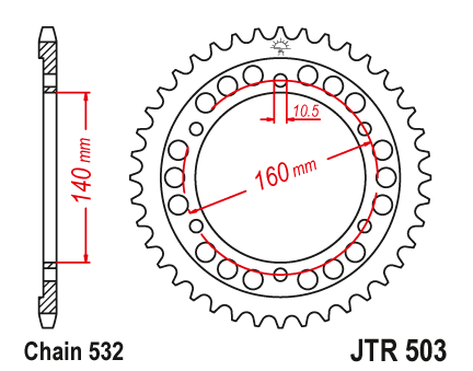 JT JTR503.45 Zadní kolečko (rozeta), 45 zubů, 532