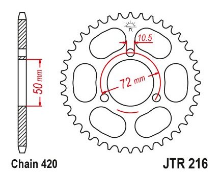 JT JTR216.47 Zadní kolečko (rozeta), 47 zubů, 420