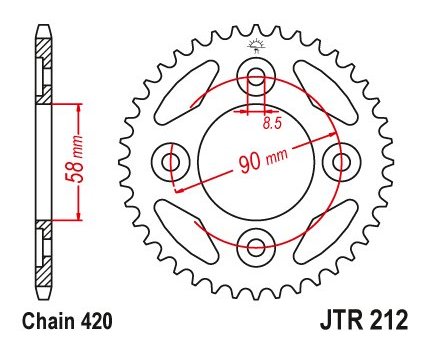 JT JTR212.37 Zadní kolečko (rozeta), 37 zubů, 420