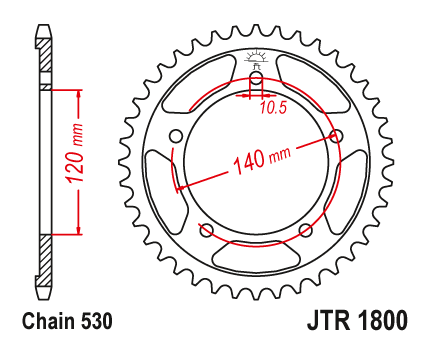 JT JTR1800.47 Zadní kolečko (rozeta), 47 zubů, 530