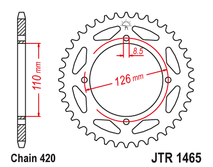 JT JTR1465.47 Zadní kolečko (rozeta), 47 zubů, 420 KAWASAKI KX 65 02-15