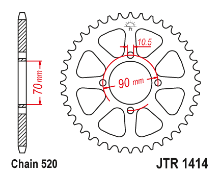 JT JTR1414.43 Zadní kolečko (rozeta), 43 zubů, 520