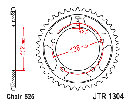 JT JTR1304.42 Zadní kolečko (rozeta), 42 zubů, 525 HONDA CBF 600, VT 750, CB 600, CB 650F 14-16, CBR 650F 14-16