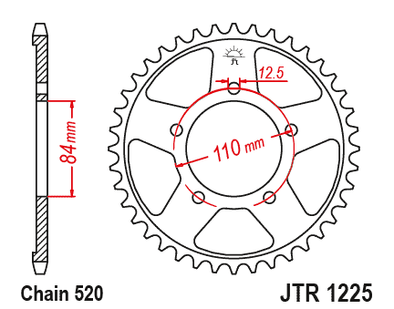 JT JTR1225.40 Zadní kolečko (rozeta), 40 zubů, 520 HONDA CMX 500 REBEL 17-18