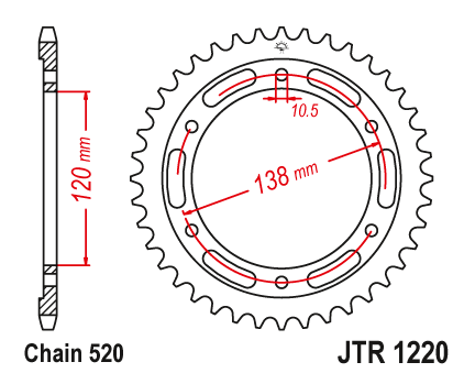JT JTR1220.36 Zadní kolečko (rozeta), 36 zubů, 520 HONDA CBR 250R 11-13, CBR 300R 14-16