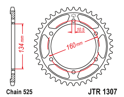 JT JTR1307.45 Zadní kolečko (rozeta), 45 zubů, 525 HONDA CBR 600F 01-07