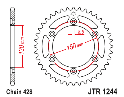 JT JTR1244.54 Zadní kolečko (rozeta), 54 zubů, 428