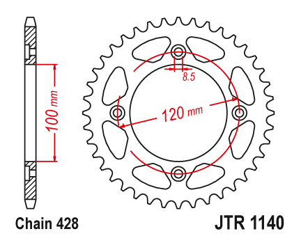 JT JTR1140.50 Zadní kolečko (rozeta), 50 zubů, 428