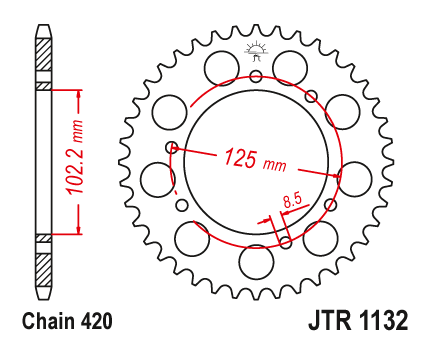 JT JTR1132.59 Zadní kolečko (rozeta), 59 zubů, 420