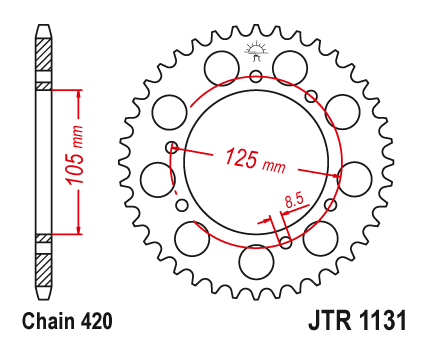 JT JTR1131.50 Zadní kolečko (rozeta), 50 zubů, 420 YAMAHA DT 50 03-06, MALAGUTI XTM, MRX, SMX