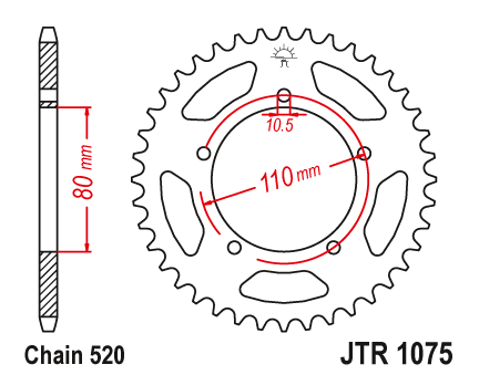 JT JTR1075.36 Zadní kolečko (rozeta), 36 zubů, 520