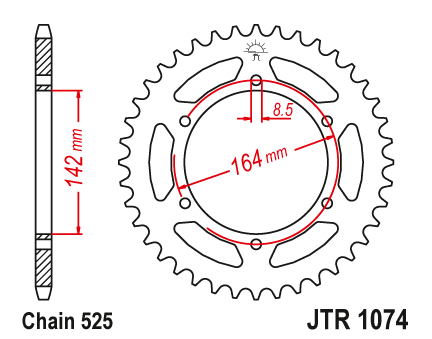 JT JTR1074.44 Zadní kolečko (rozeta), 44 zubů, 525