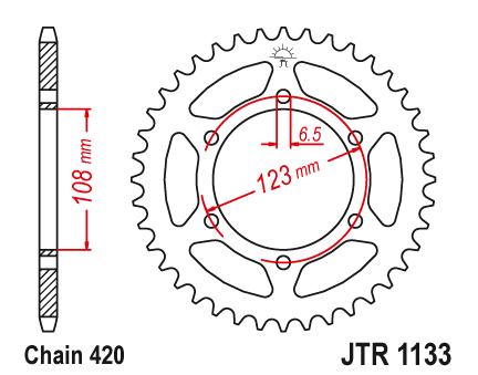 JT JTR1133.65 Zadní kolečko (rozeta), 65 zubů, 420