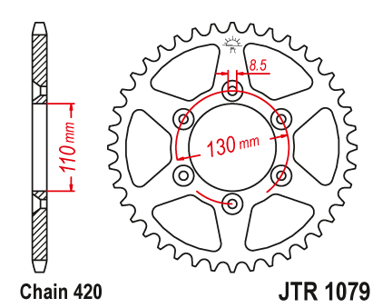 JT JTR1079.53 Zadní kolečko (rozeta), 53 zubů, 420