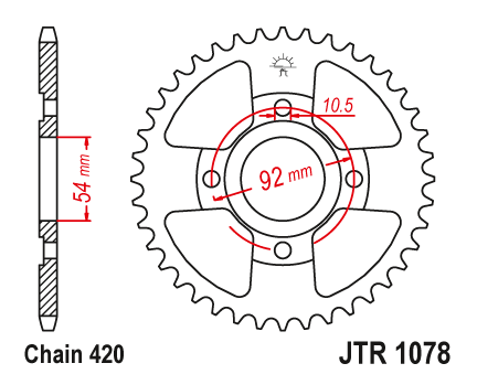 JT JTR1078.60 Zadní kolečko (rozeta), 60 zubů, 420 YAMAHA TZR 50X POWER 07-12