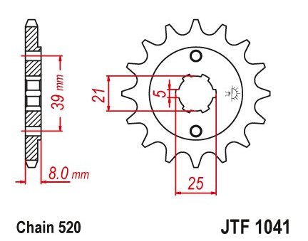 JT JTF1041.14 Přední kolečko (pastorek), 14 zubů, 520