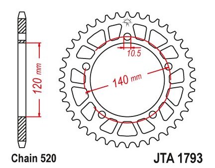 JT JTA1793.45 Zadní kolečko (rozeta), 45 zubů, 520