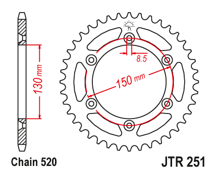 JT JTR251.50SC Zadní kolečko (rozeta), 50 zubů, 520