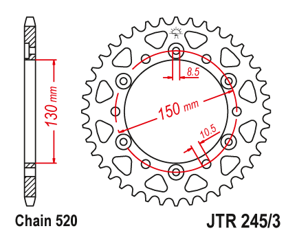 JT JTR245-3.47 Zadní kolečko (rozeta), 47 zubů,