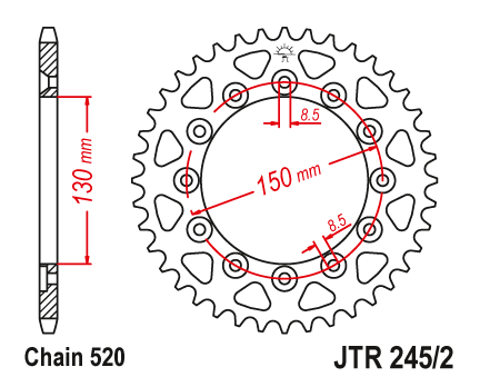 JT JTR245-2.40 Zadní kolečko (rozeta), 40 zubů,