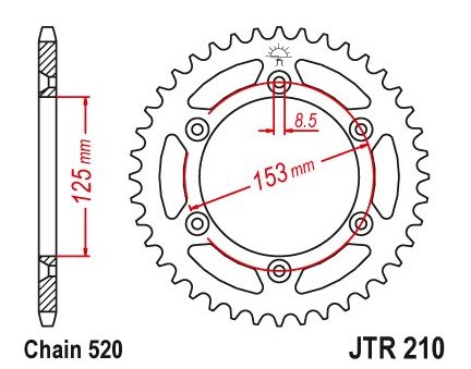 JT JTR210.51SC Zadní kolečko (rozeta), 51 zubů, 520