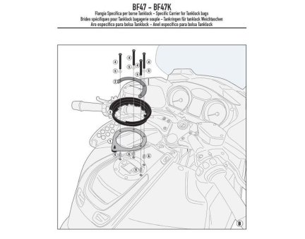 Kappa BF47K redukce pro montáž TANKLOCK tankvaku na víčko nádrže motorky pro BMW R 1200 RT (05-13) BMW R 1200 RT rok 05-13