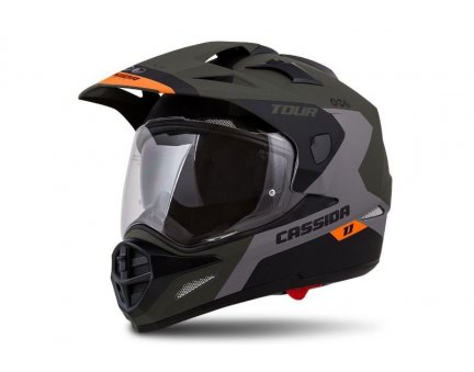 Cassida Tour 1.1 Spectre enduro přilba zelená army matná šedá oranžová černá, plexi s přípravou pro Pinlock