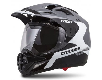 Cassida Tour 1.1 Spectre enduro přilba šedá bílá černá, plexi s přípravou pro Pinlock