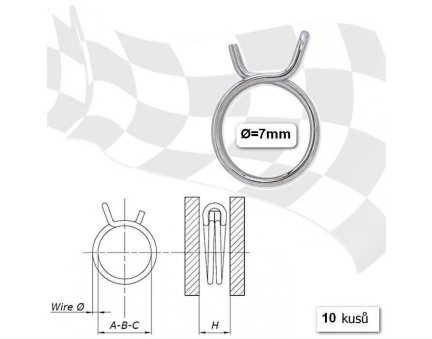 Svorky palivové hadice, 7 mm, 10ks balení, pozinkovaná ocel