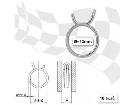 Svorky palivové hadice, 13 mm, 10ks balení, pozinkovaná ocel