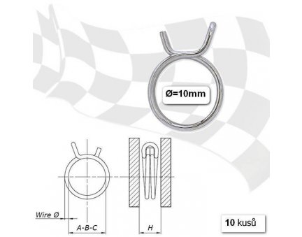 Svorky palivové hadice, 10 mm, 10ks balení, pozinkovaná ocel