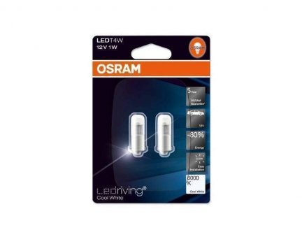 OSRAM žárovka LED RIVING COOL WHITE 6000K 1W 12V BA9S T4W (sada 2 ks)